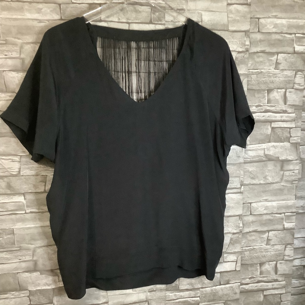 Chelsea Flower Black Silk Blouse XS (W121) Pre-Loved
